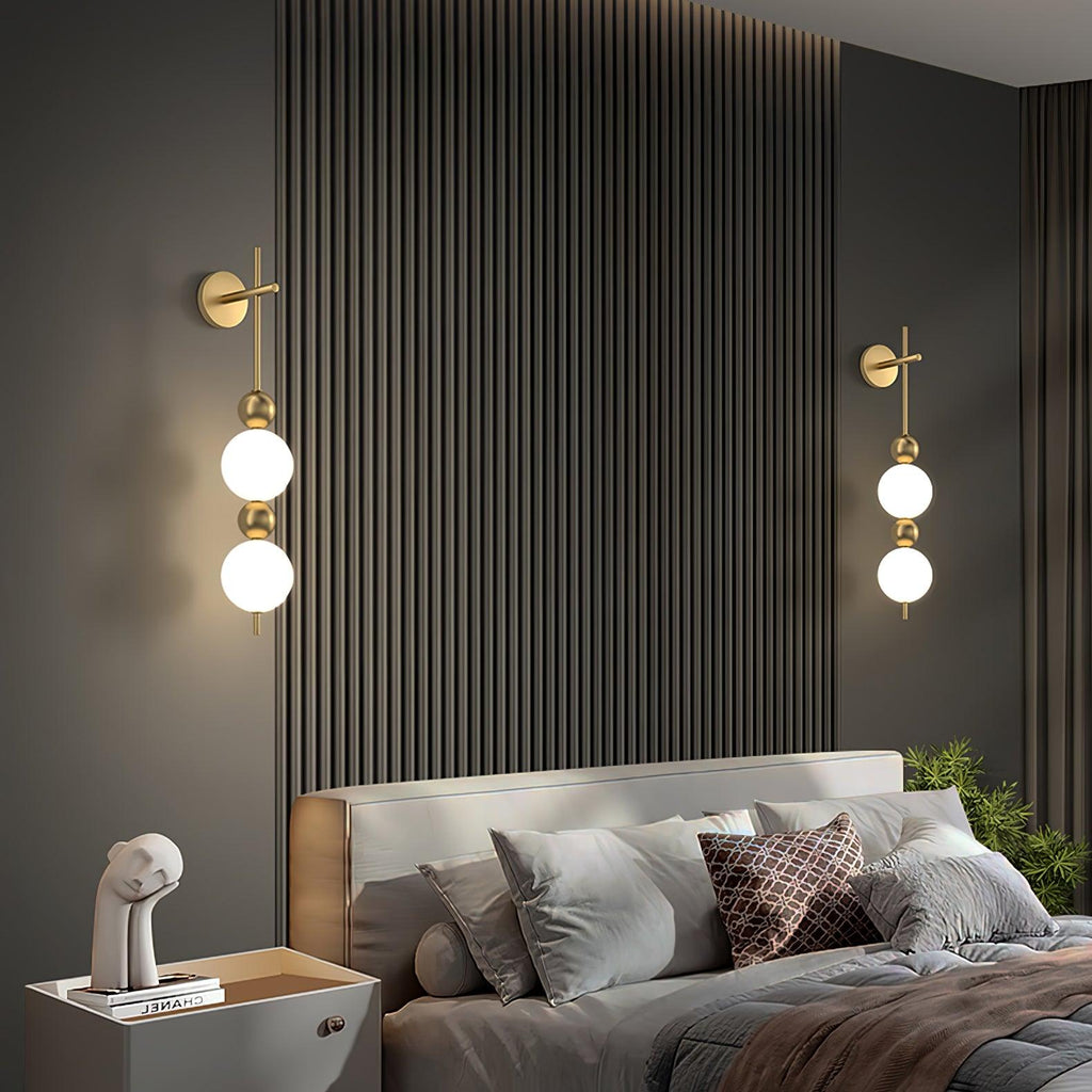 Candied Haws String Wall Lamp | Gold Metal & Acrylic | White Shade
