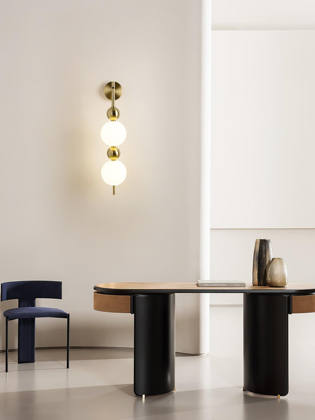 Candied Haws String Wall Lamp | Gold Metal & Acrylic | White Shade
