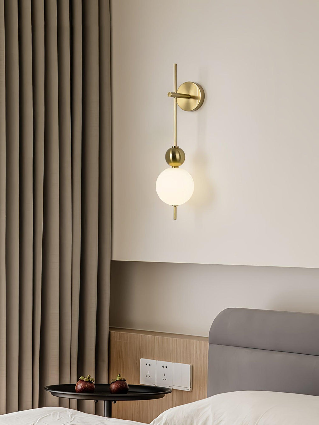 Candied Haws String Wall Lamp | Gold Metal & Acrylic | White Shade