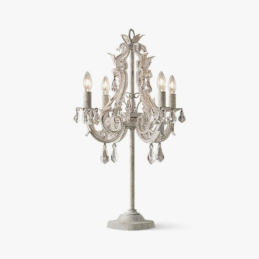 Candle Table Lamp | Crystal | Antique White