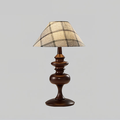 Canora Table Lamp | Walnut Wood Base & Beige Fabric Shade | Retro Design