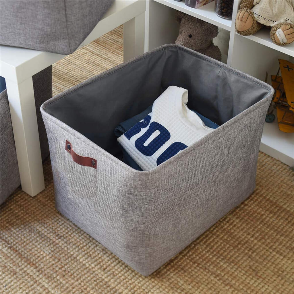Foldable Storage Baskets Set | Durable Linen & EVA | Set of 3, Grey