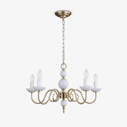 Carlita Chandelier | Brass & Glass | 5 Adjustable Arms