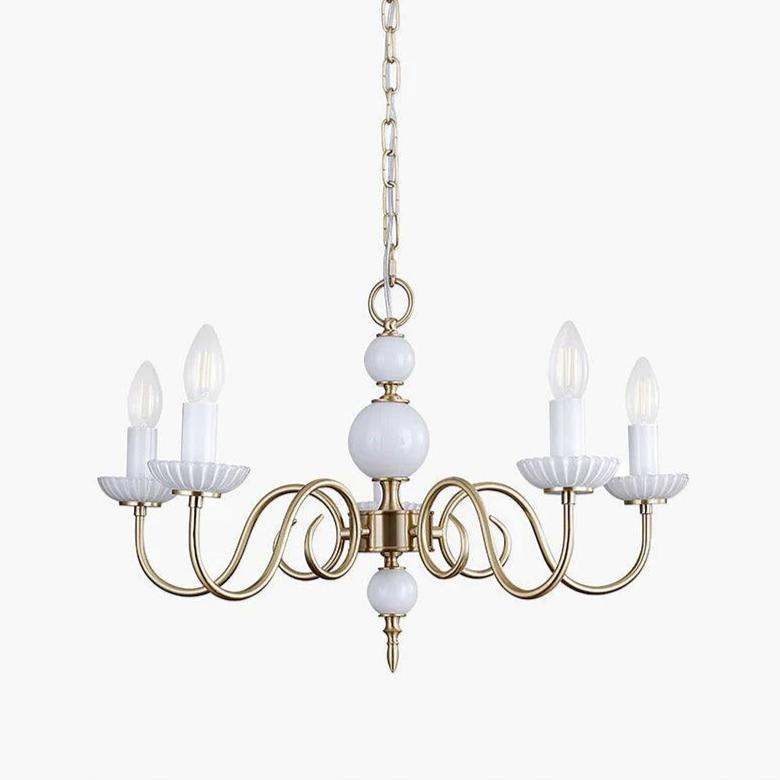 Carlita Chandelier | Brass & Glass | 5 Adjustable Arms