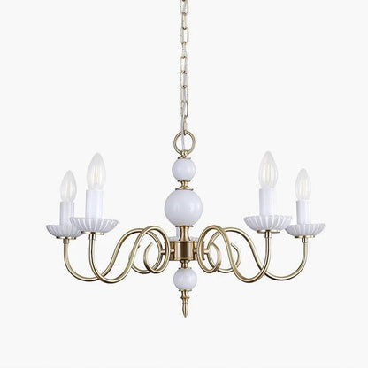 Carlita Chandelier | Brass & Glass | 5 Adjustable Arms