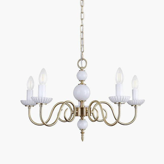 Carlita Chandelier | Brass & Glass | 5 Adjustable Arms