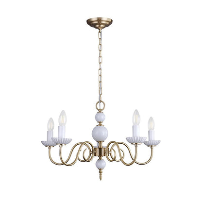 Carlita Chandelier | Brass & Glass | 5 Adjustable Arms