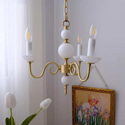 Carlita Chandelier | Brass & Glass | 5 Adjustable Arms