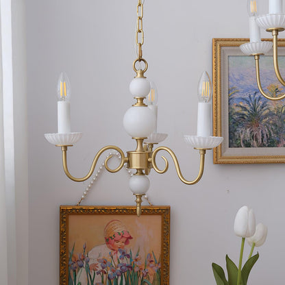 Carlita Chandelier | Brass & Glass | 5 Adjustable Arms