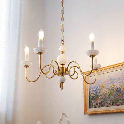 Carlita Chandelier | Brass & Glass | 5 Adjustable Arms