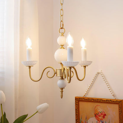 Carlita Chandelier | Brass & Glass | 5 Adjustable Arms