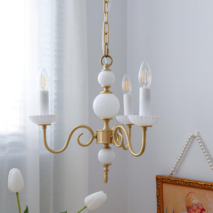Carlita Chandelier | Brass & Glass | 5 Adjustable Arms