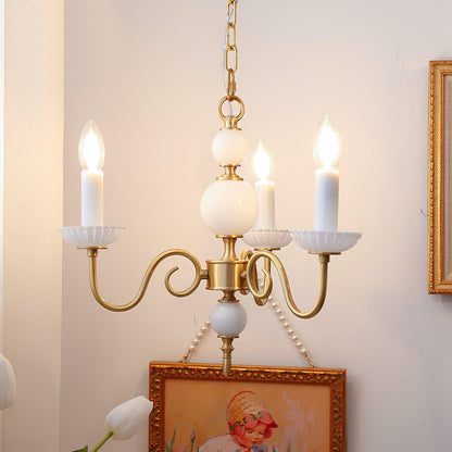 Carlita Chandelier | Brass & Glass | 5 Adjustable Arms