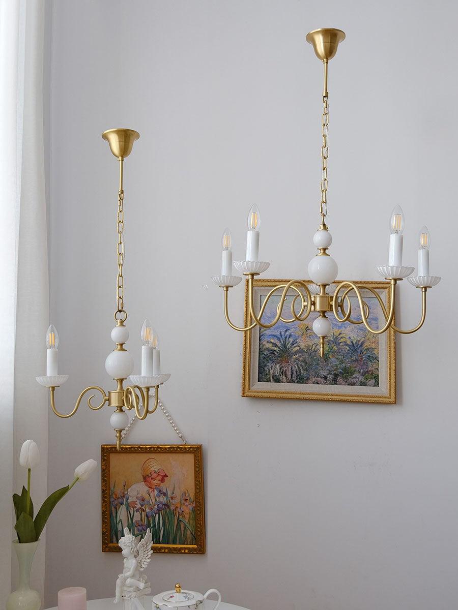 Carlita Chandelier | Brass & Glass | 5 Adjustable Arms
