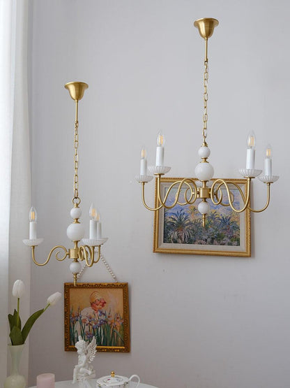 Carlita Chandelier | Brass & Glass | 5 Adjustable Arms
