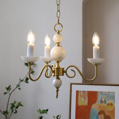 Carlita Chandelier | Brass & Glass | 5 Adjustable Arms