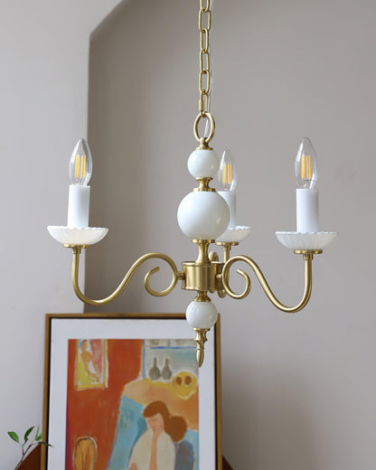 Carlita Chandelier | Brass & Glass | 5 Adjustable Arms