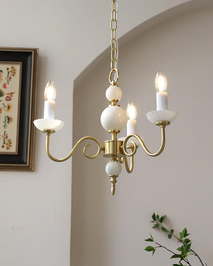 Carlita Chandelier | Brass & Glass | 5 Adjustable Arms