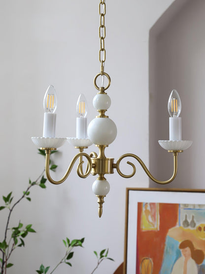 Carlita Chandelier | Brass & Glass | 5 Adjustable Arms