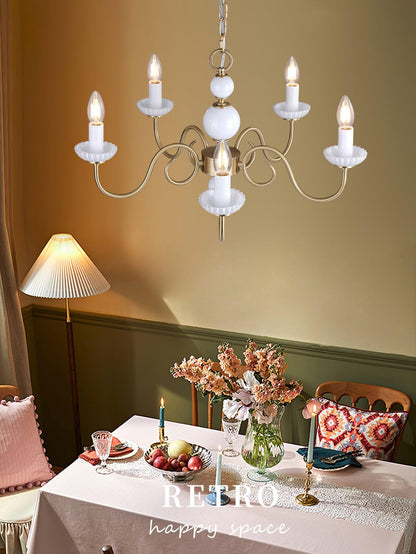Carlita Chandelier | Brass & Glass | 5 Adjustable Arms