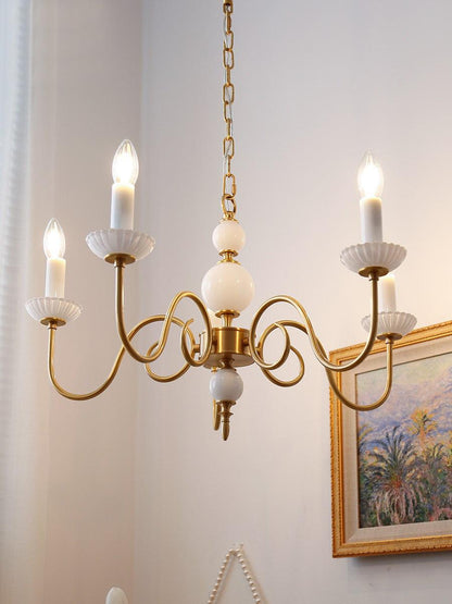 Carlita Chandelier | Brass & Glass | 5 Adjustable Arms