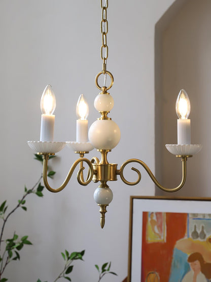 Carlita Chandelier | Brass & Glass | 5 Adjustable Arms