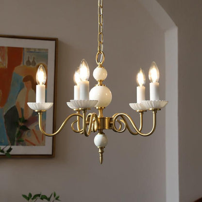 Carlita Chandelier | Brass & Glass | 5 Adjustable Arms