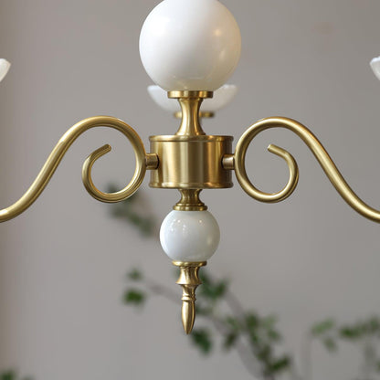 Carlita Chandelier | Brass & Glass | 5 Adjustable Arms