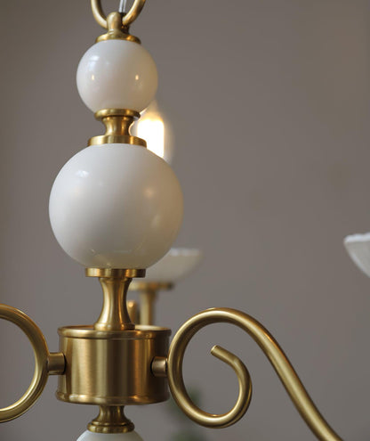 Carlita Chandelier | Brass & Glass | 5 Adjustable Arms