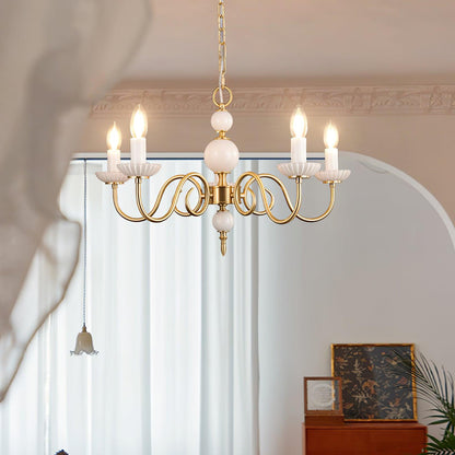 Carlita Chandelier | Brass & Glass | 5 Adjustable Arms