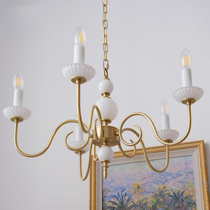 Carlita Chandelier | Brass & Glass | 5 Adjustable Arms
