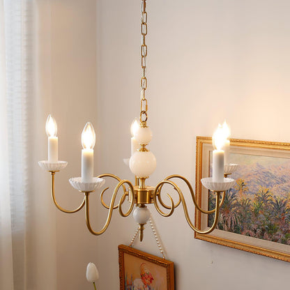 Carlita Chandelier | Brass & Glass | 5 Adjustable Arms