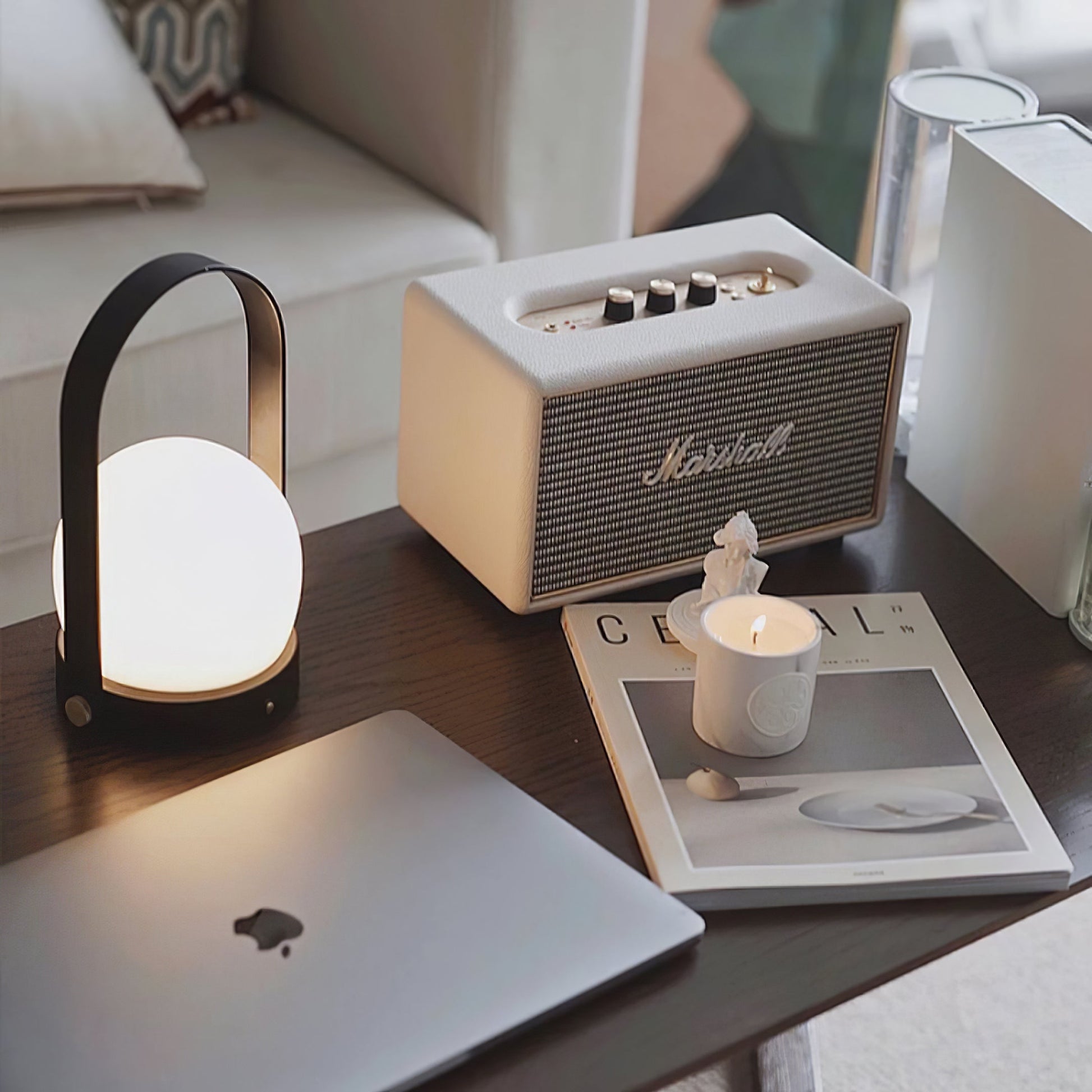 Portable Table Lamp | Metal & Glass | Warm Light, Multiple Colors
