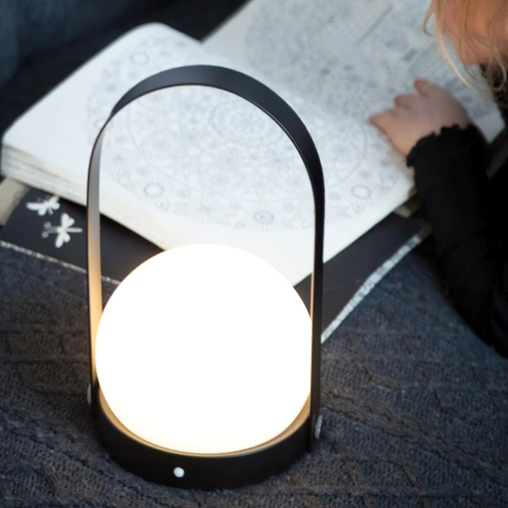 Portable Table Lamp | Metal & Glass | Warm Light, Multiple Colors