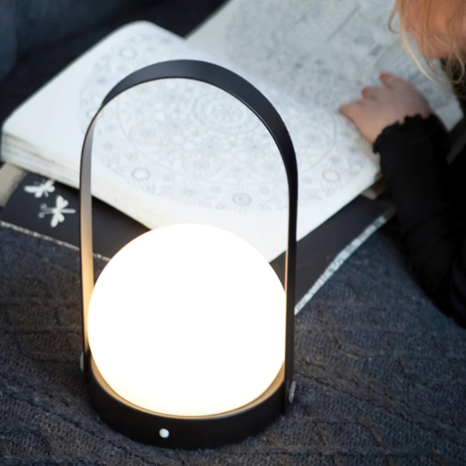 Portable Table Lamp | Metal & Glass | Warm Light, Multiple Colors