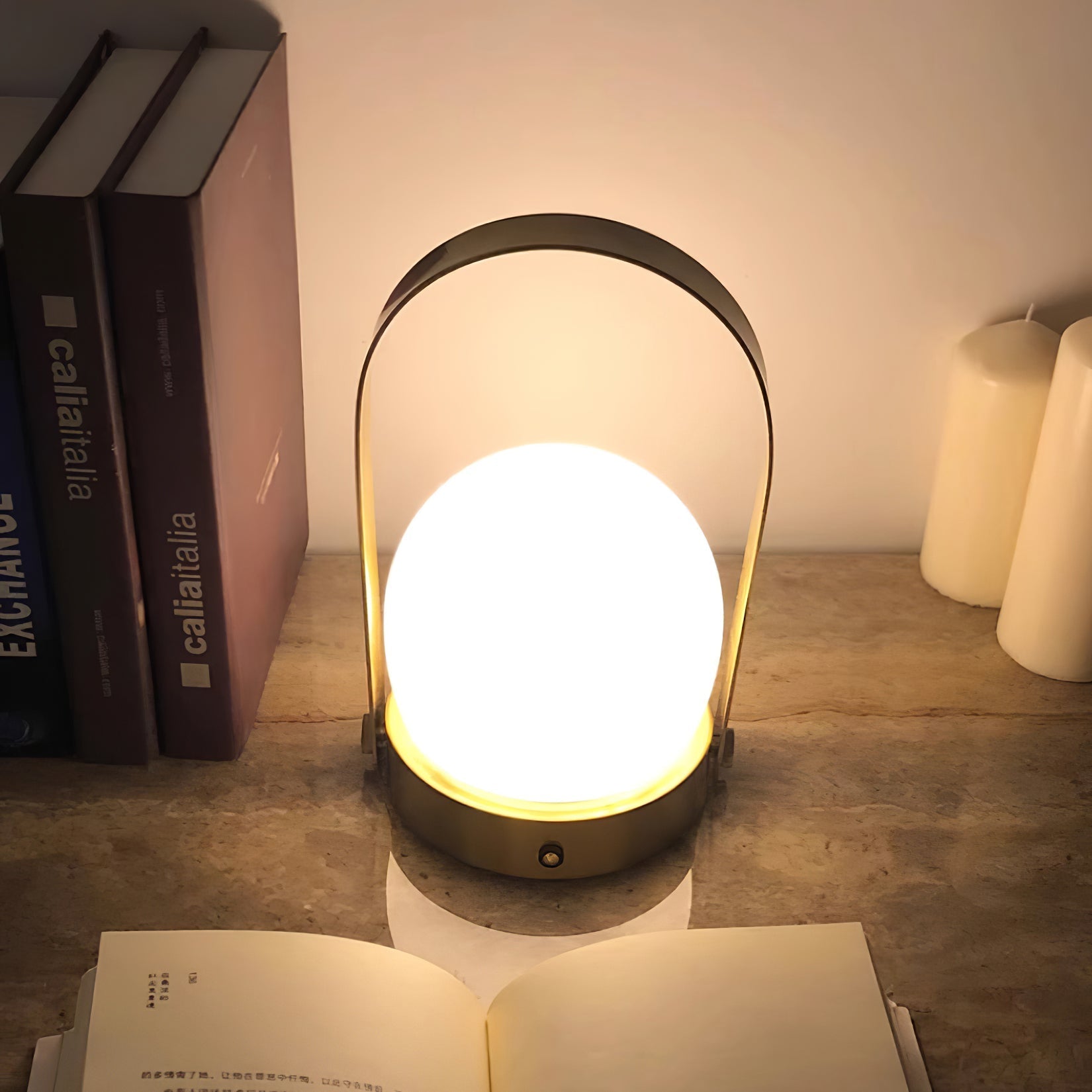 Portable Table Lamp | Metal & Glass | Warm Light, Multiple Colors