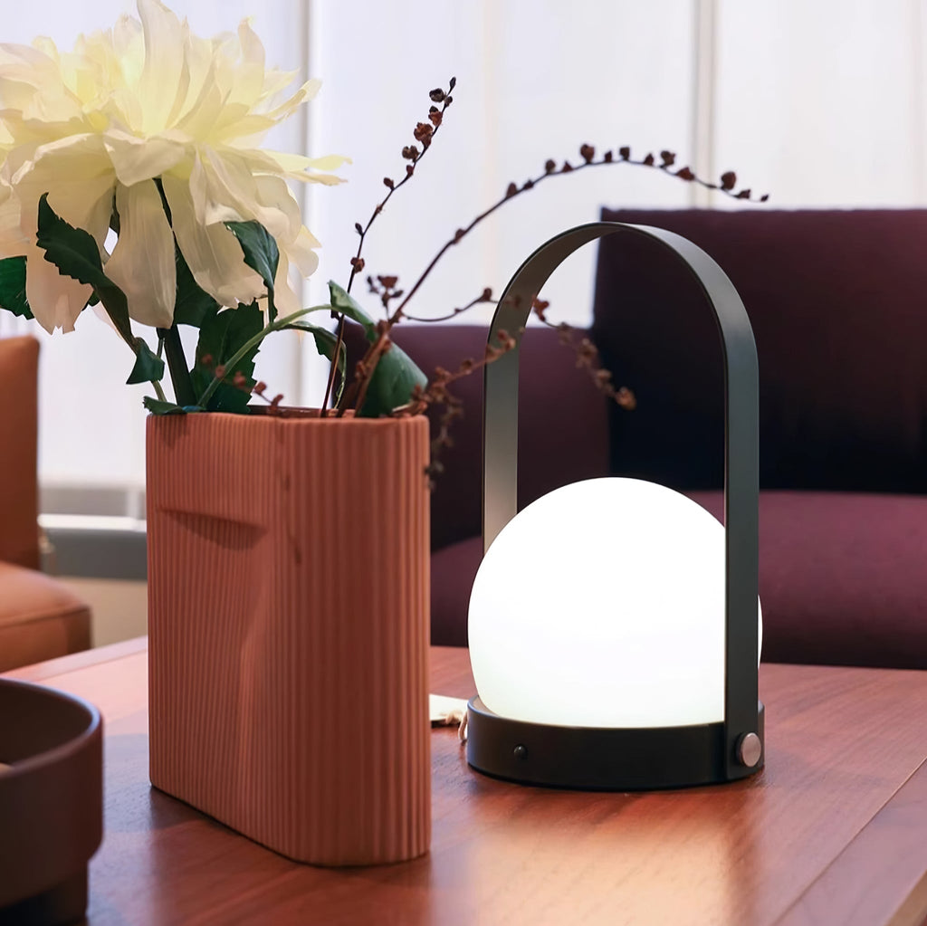 Portable Table Lamp | Metal & Glass | Warm Light, Multiple Colors