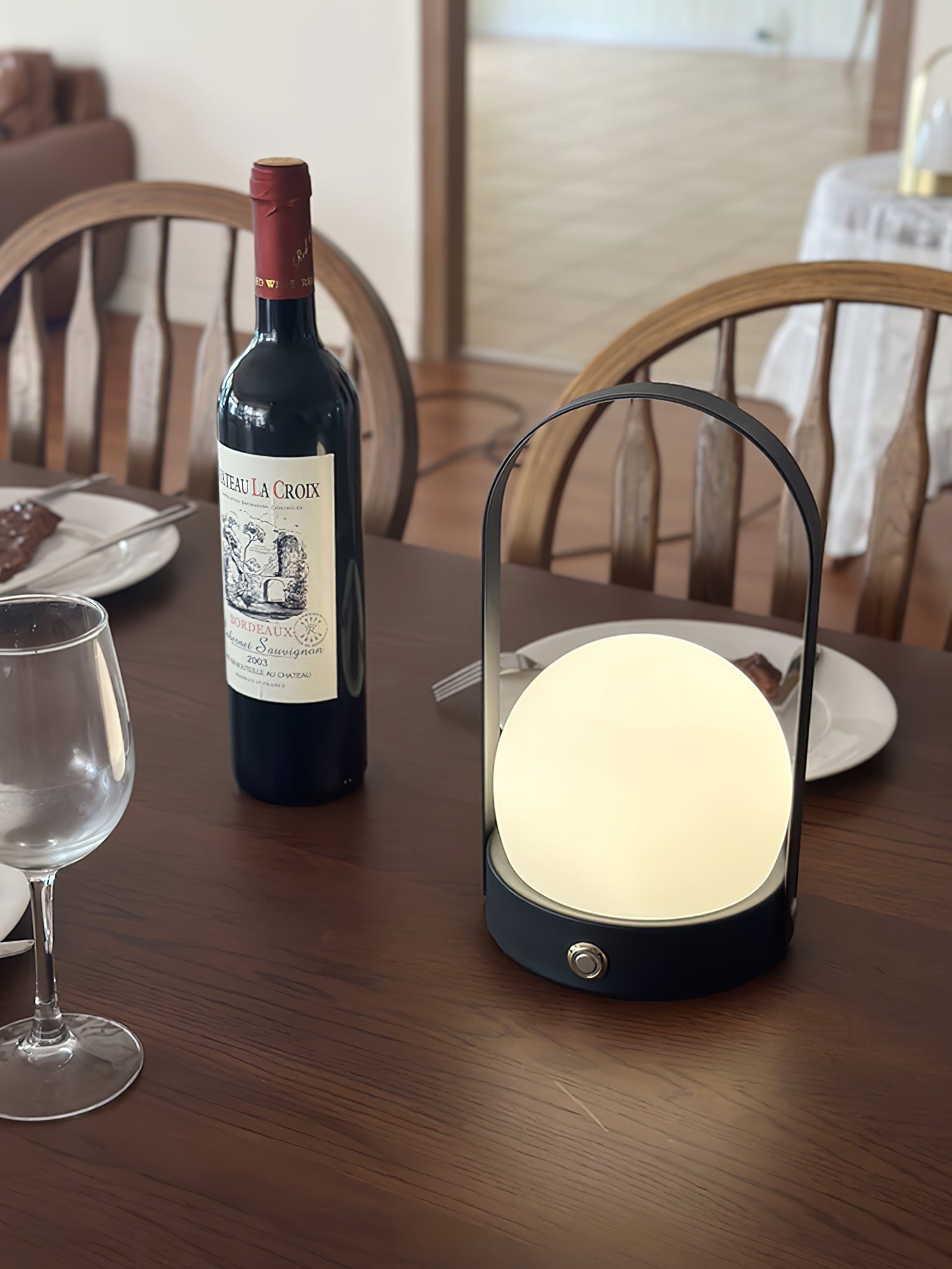 Portable Table Lamp | Metal & Glass | Warm Light, Multiple Colors