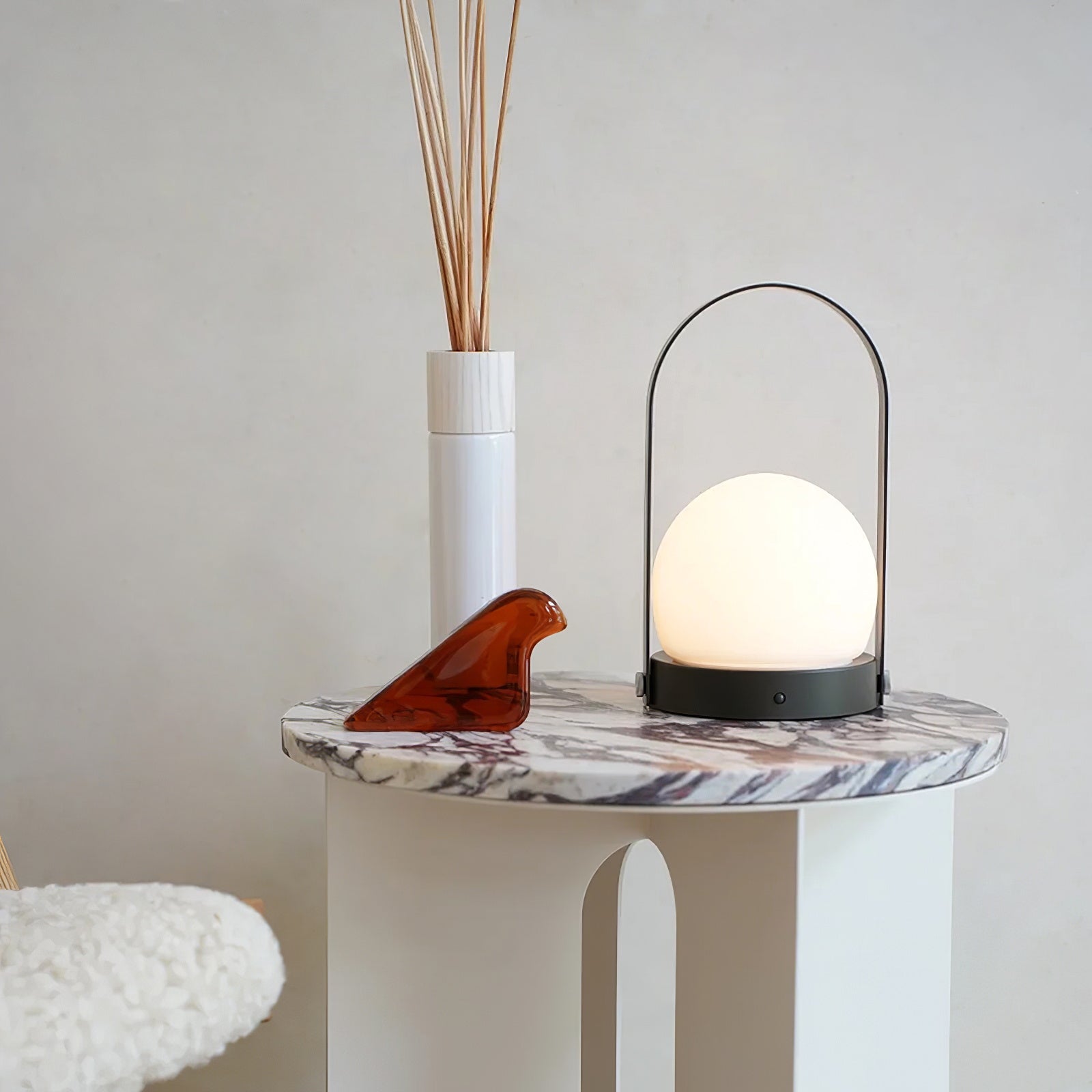 Portable Table Lamp | Metal & Glass | Warm Light, Multiple Colors