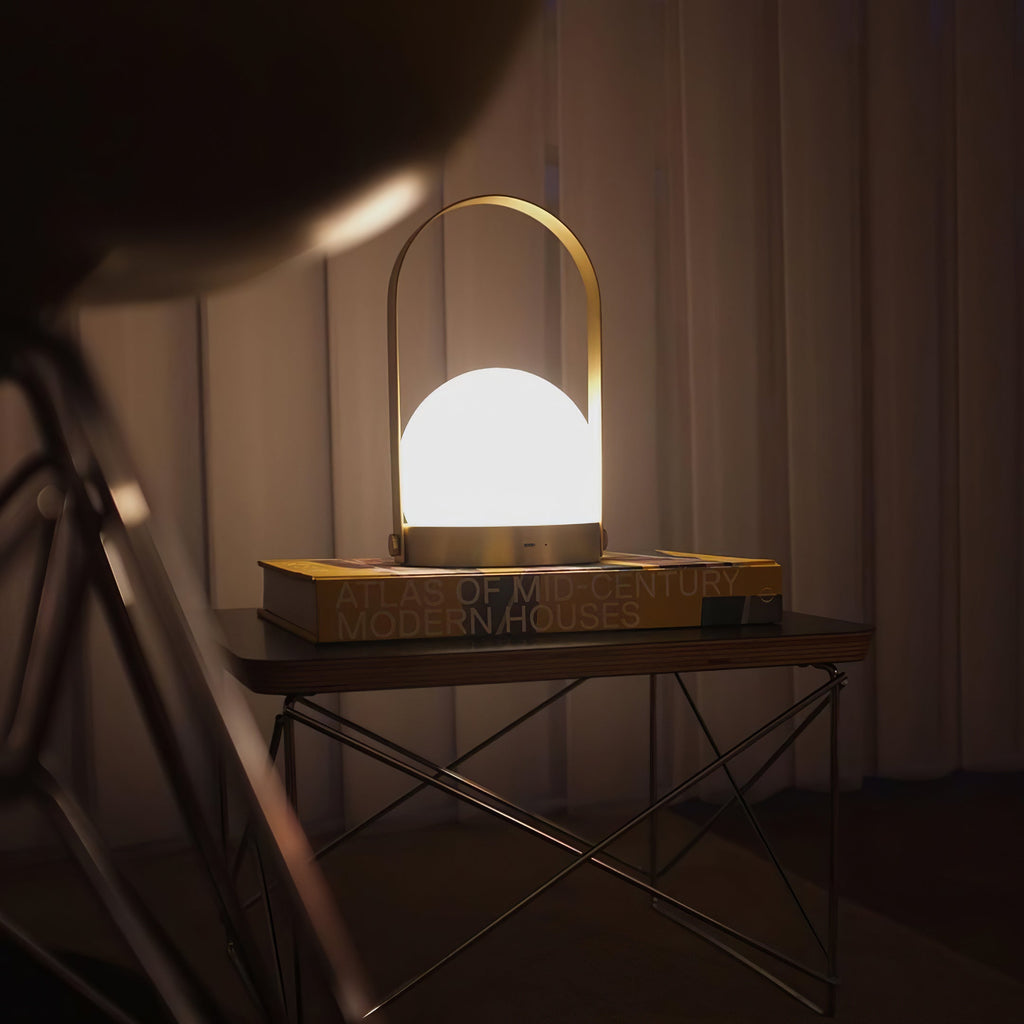 Portable Table Lamp | Metal & Glass | Warm Light, Multiple Colors