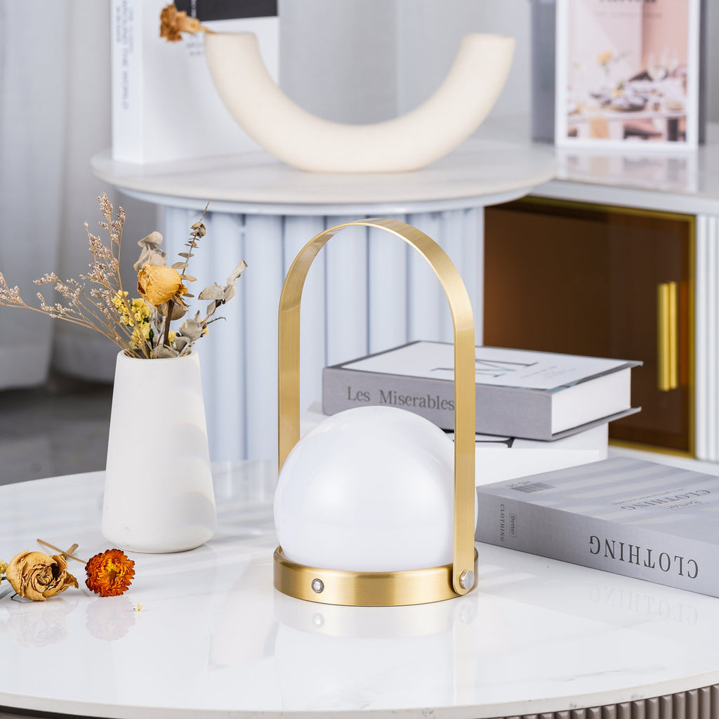 Portable Table Lamp | Metal & Glass | Warm Light, Multiple Colors