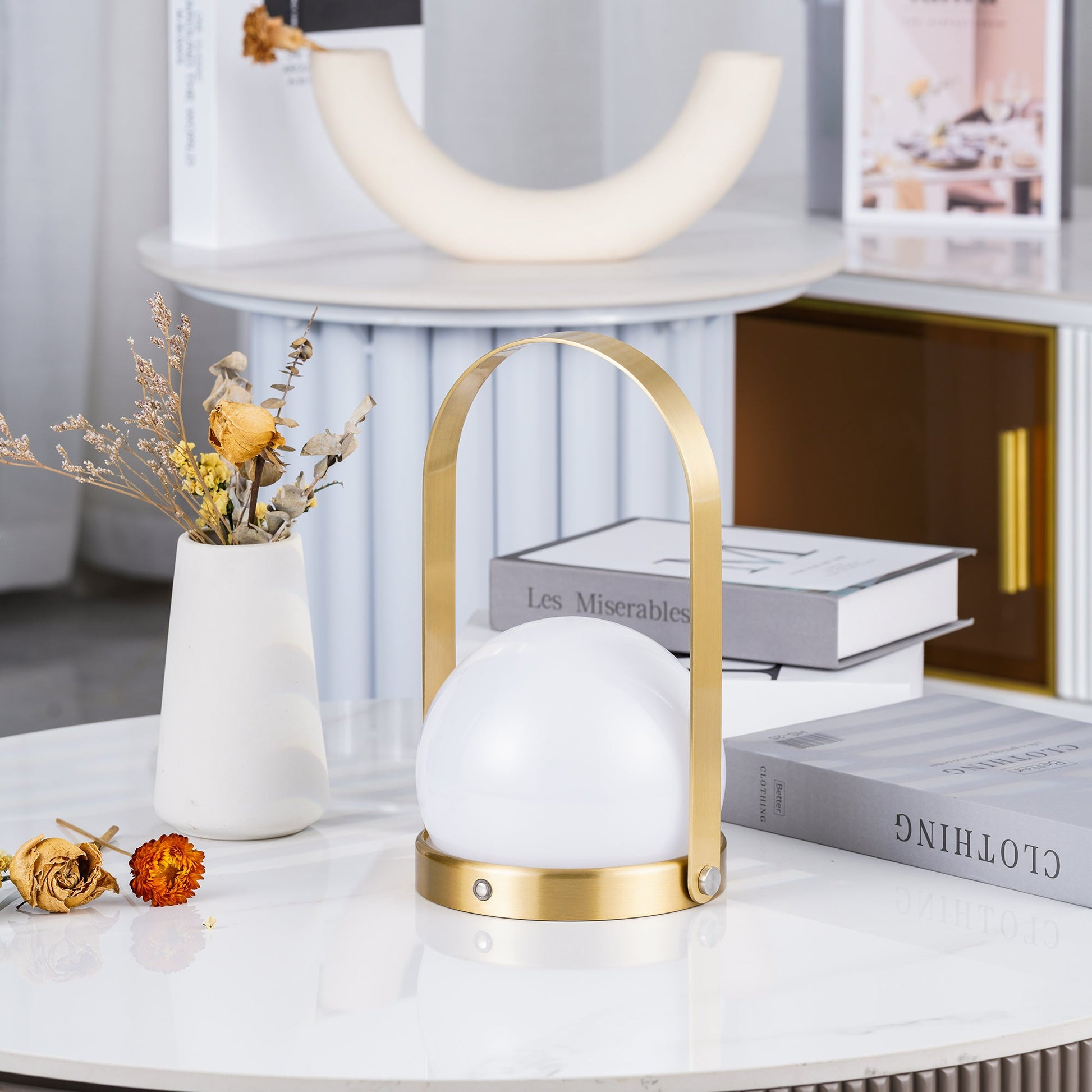 Portable Table Lamp | Metal & Glass | Warm Light, Multiple Colors
