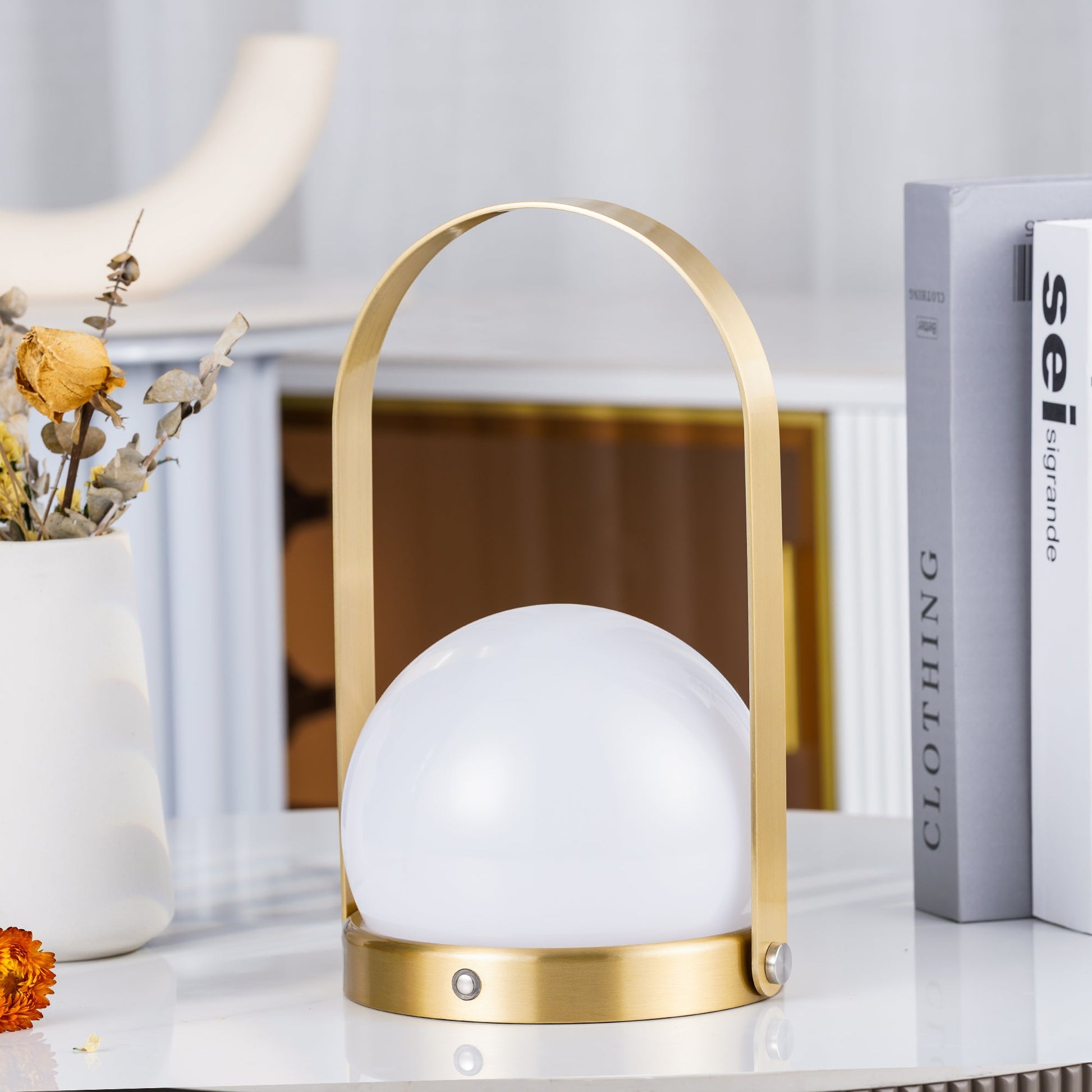 Portable Table Lamp | Metal & Glass | Warm Light, Multiple Colors