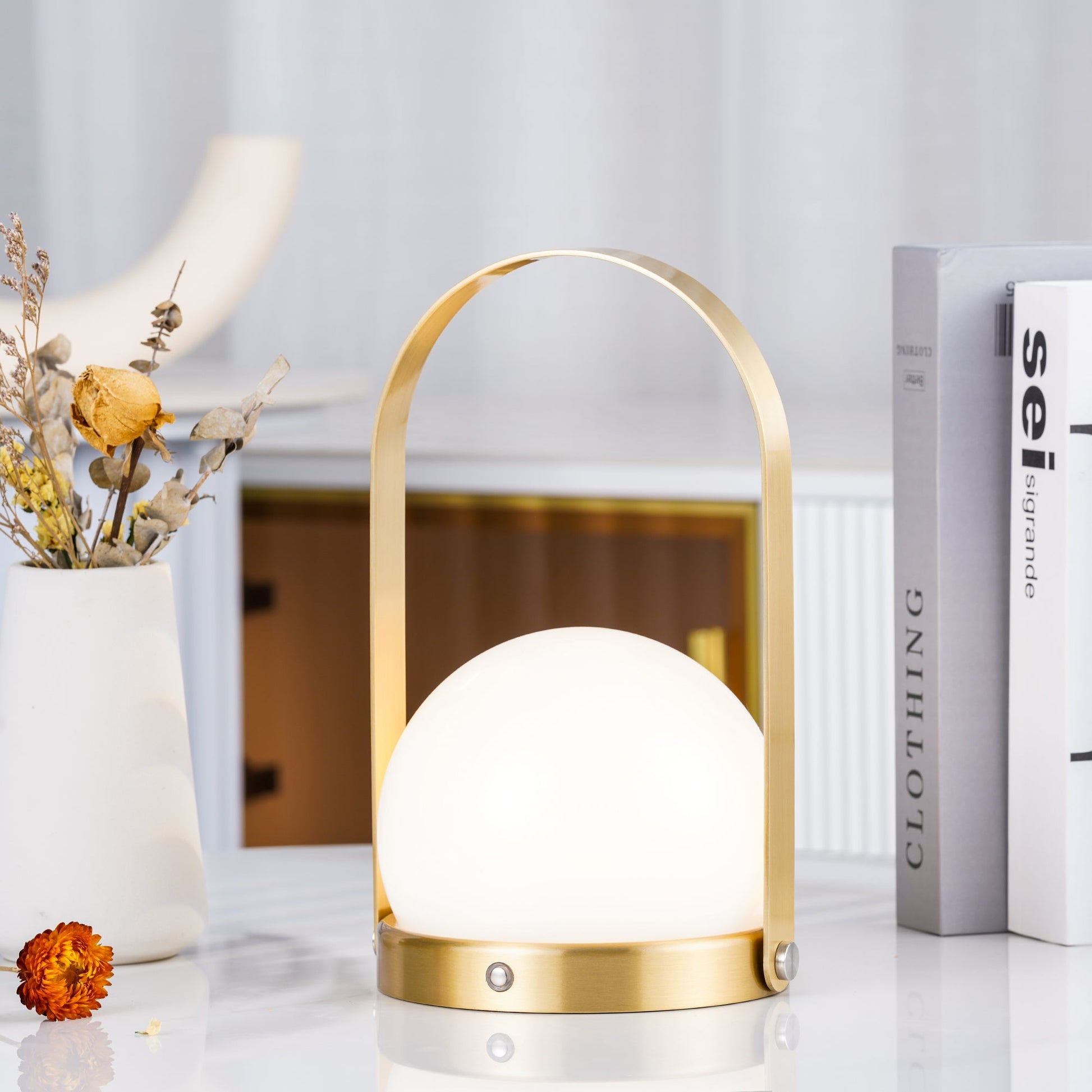 Portable Table Lamp | Metal & Glass | Warm Light, Multiple Colors