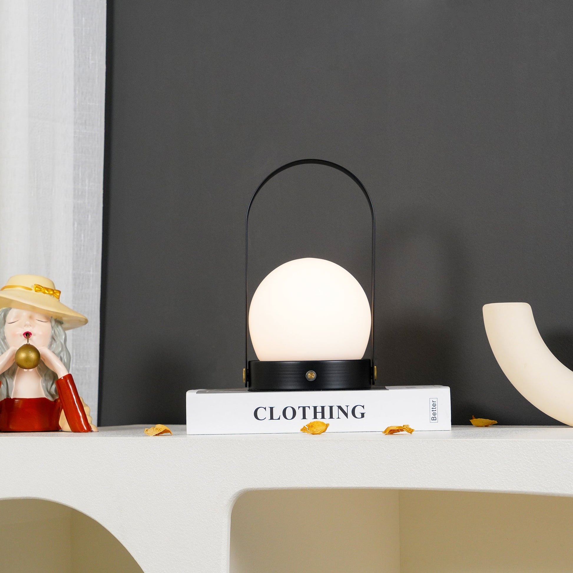 Portable Table Lamp | Metal & Glass | Warm Light, Multiple Colors