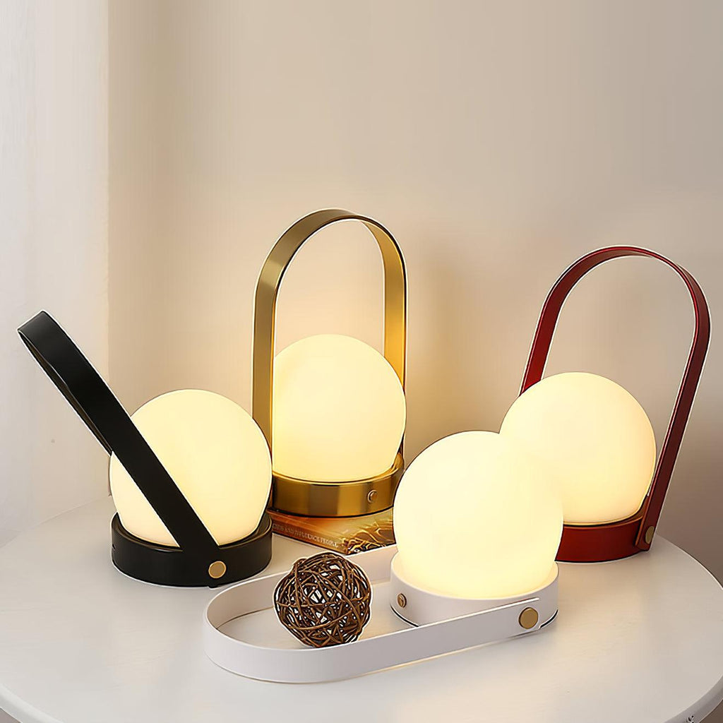 Portable Table Lamp | Metal & Glass | Warm Light, Multiple Colors