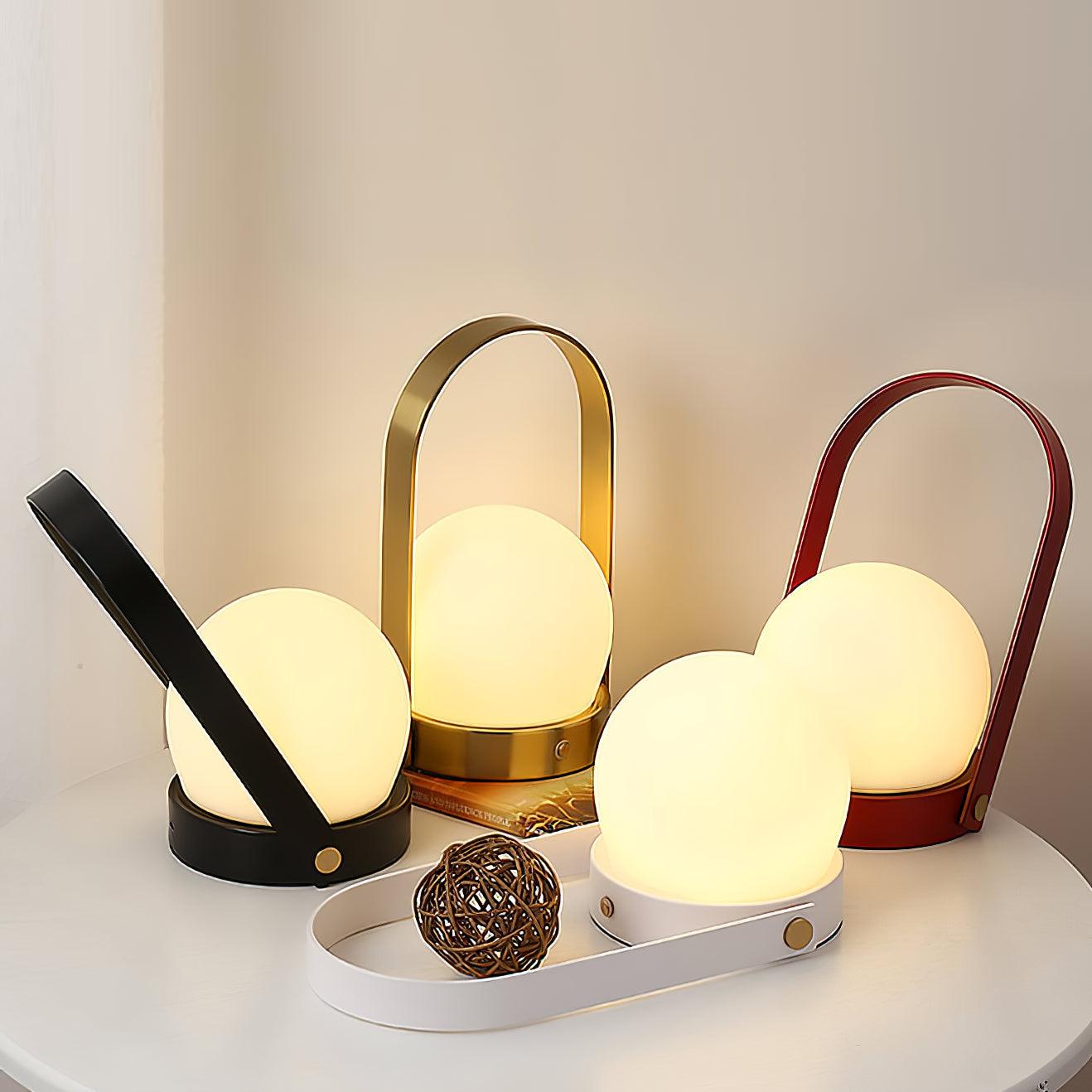 Portable Table Lamp | Metal & Glass | Warm Light, Multiple Colors