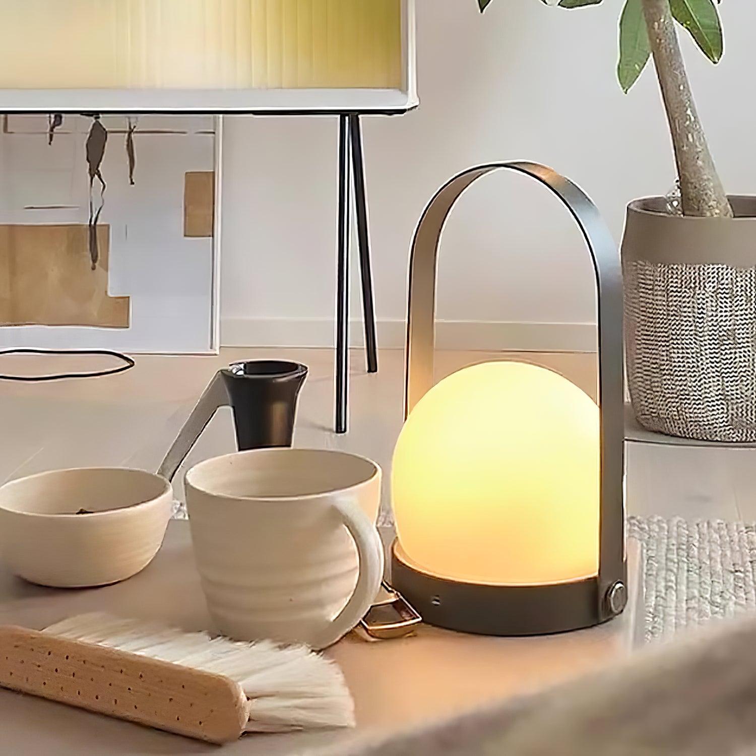 Portable Table Lamp | Metal & Glass | Warm Light, Multiple Colors