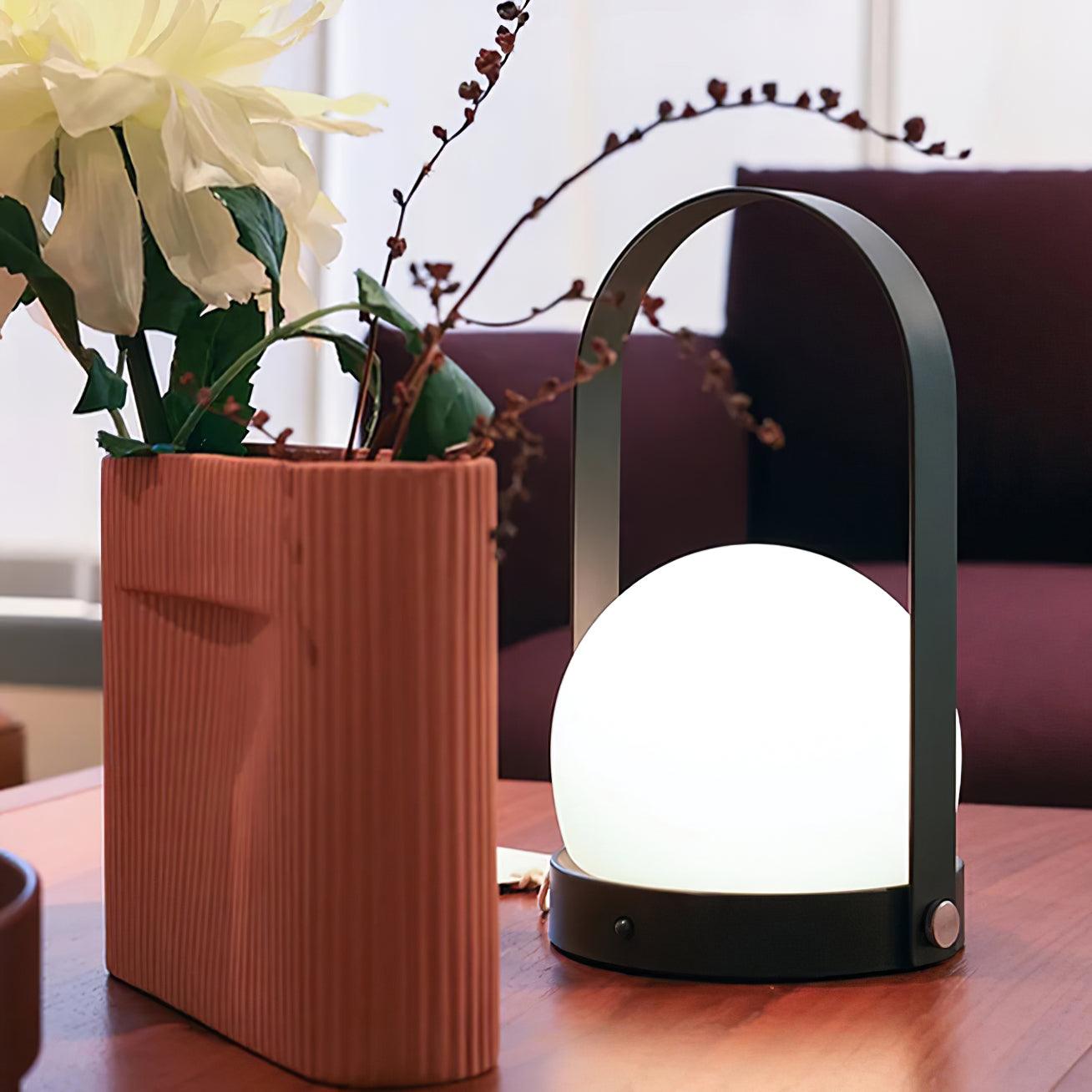 Portable Table Lamp | Metal & Glass | Warm Light, Multiple Colors