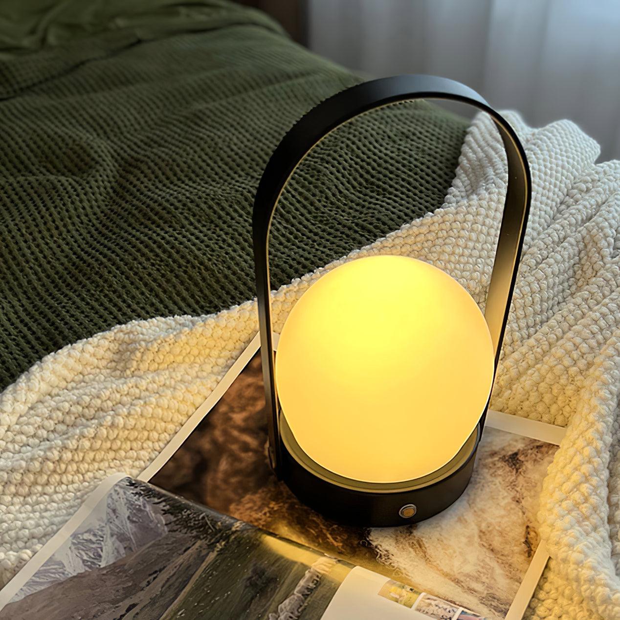 Portable Table Lamp | Metal & Glass | Warm Light, Multiple Colors
